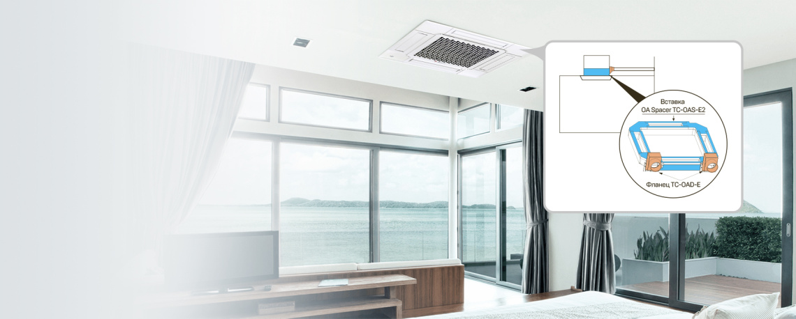 Проточная рама и фланцы кассетного блока мультисплит-системы Митсубиси хеви FDTC-VH